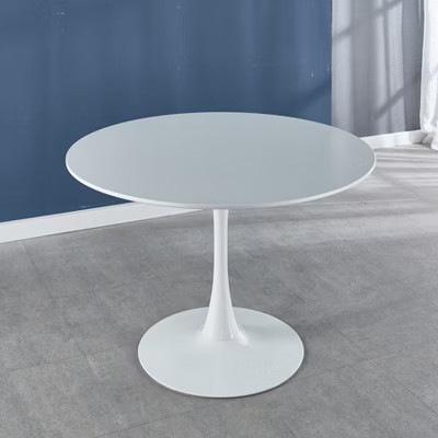 Gulches 42.1" White Tulip Dining Table - Round MDF Top & Metal Pedestal Base, Mid-Century Style for 4-6 People | Target
