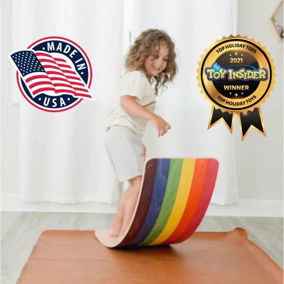 Award-winning Made in USA Wobble Board for kids, Balance Board, Montessori, Wooden toys for kids,... | Etsy (US)