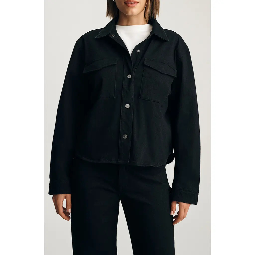 Mavi Jeans Tia Denim Shirt Jacket in Black Move at Nordstrom, Size X-Small | Nordstrom