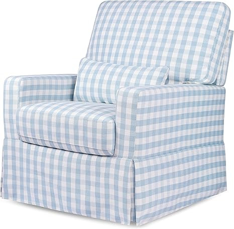 Namesake Crawford Pillowback Comfort Swivel Glider in Blue Gingham, Greenguard Gold & CertiPUR-US... | Amazon (US)