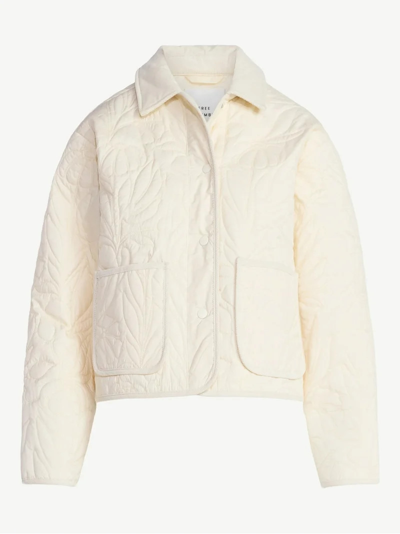 Free Assembly Women's and Women's Plus Floral Quilted Jacket, Sizes XS-4X | Walmart (US)