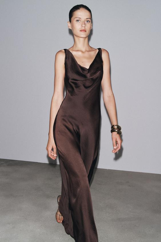ZW COLLECTION SATIN LONG DRESS | Zara US
