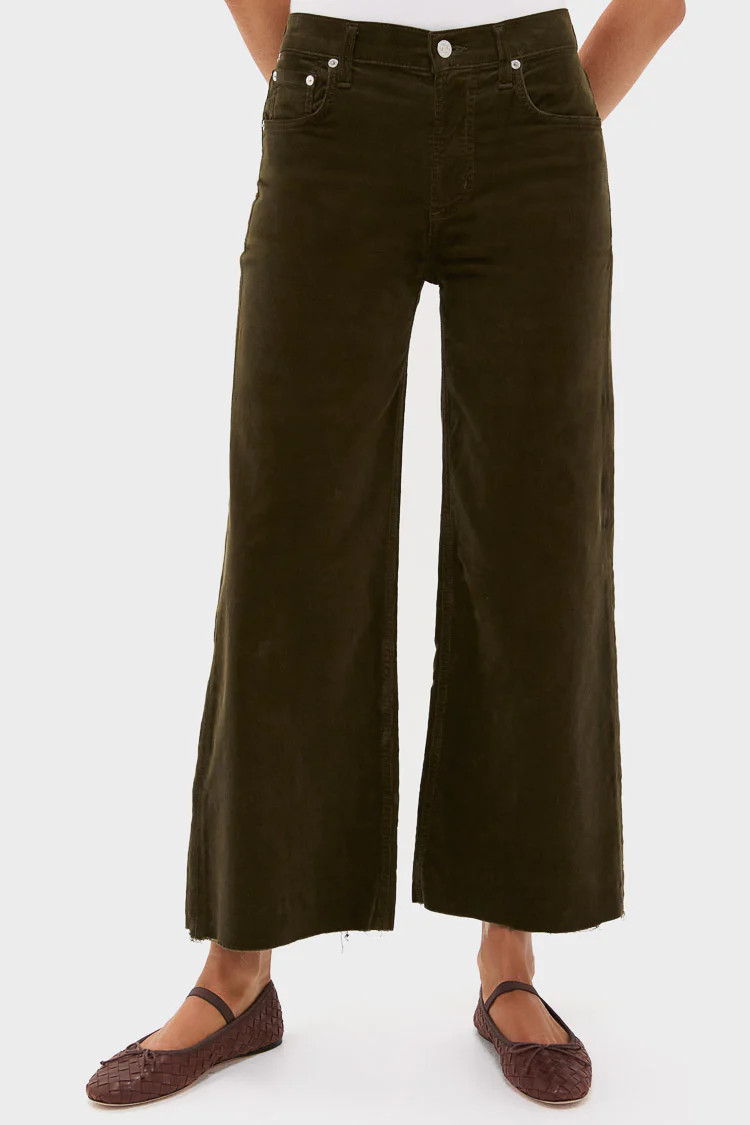 Dark Green Corduroy Lyra Wide Leg Crop | Tuckernuck (US)