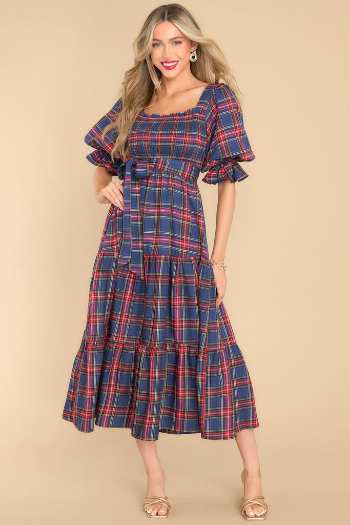 All Is Calm Blue Plaid Maxi Dress | Red Dress 