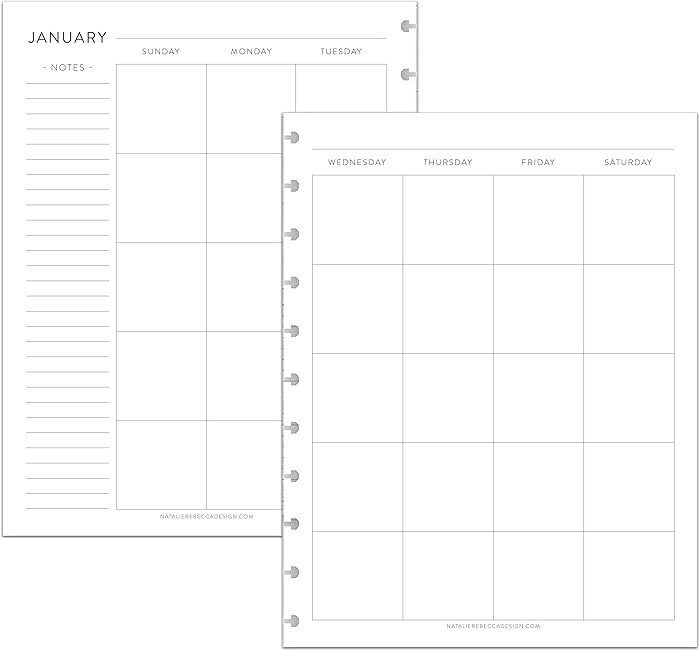 BetterNote Monthly Undated Calendar Refill for Discbound Notebooks, Fits Levenger Circa, Happy Pl... | Amazon (US)