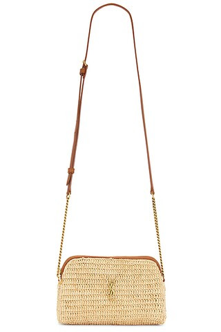 Saint Laurent Gaby Zipped Pouch Chain Bag in Naturel & Brick | FWRD | FWRD 