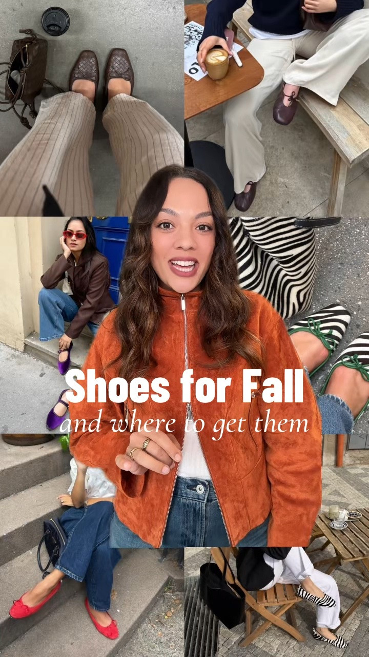 Shoes for fall 2026 and where to get them: flats edition!

Wearing: Zara orange suede ￼leather jacket, I have a size large.

Ballet flats, woven flats, flat mules, satin flats, red flats, blue flats, animal, print flats, zebra, print flats, slip on flats, classic flats, brown flats, suede flats, pointed flats, shoes for fall, flats for fall, fall trends, shoe trends.￼

#LTKfall #LTKstyletip #LTKshoes