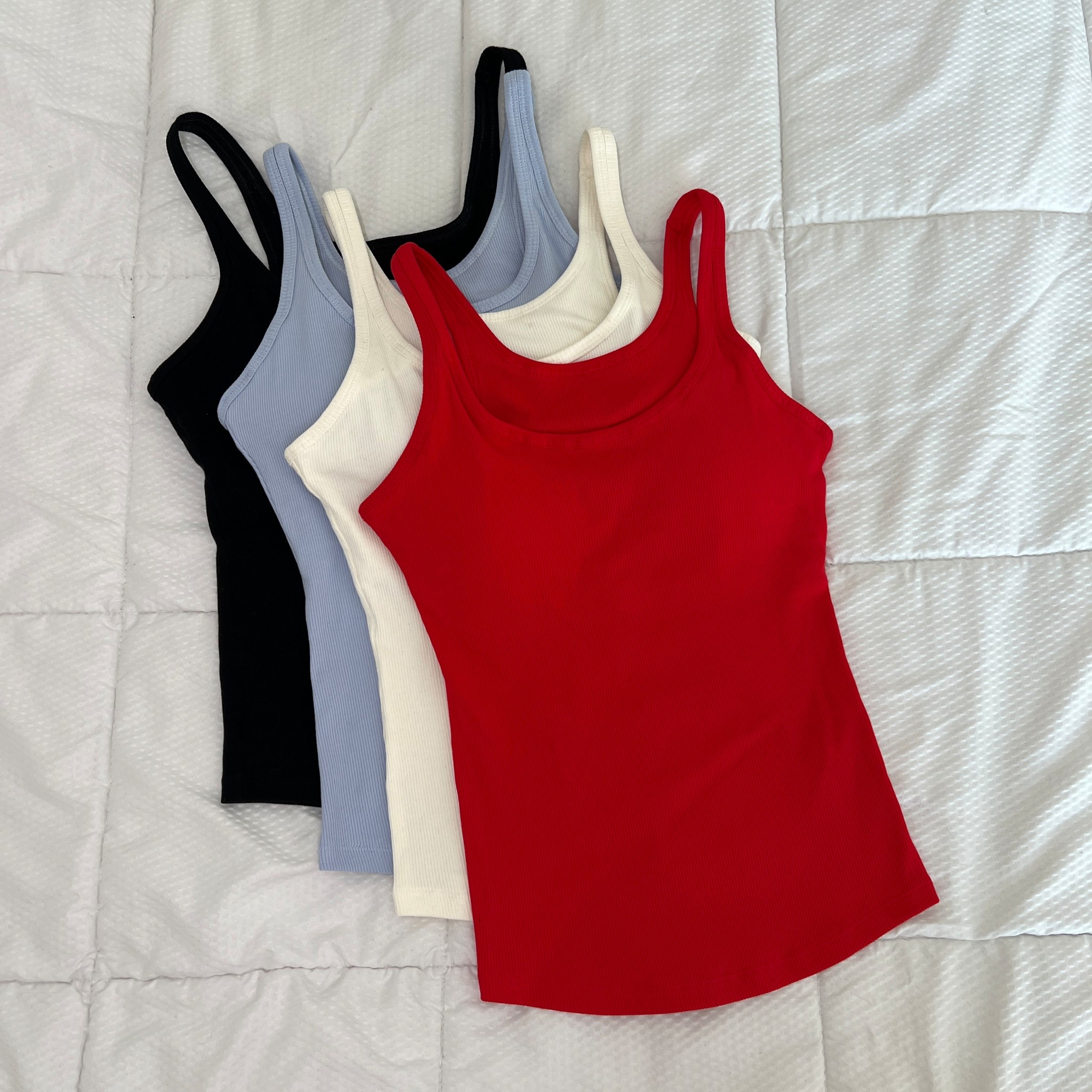 Summer ribbed tank tops with built in bras! 
39% off today 

#LTKFindsUnder50 #LTKSaleAlert #LTKSummerEdit