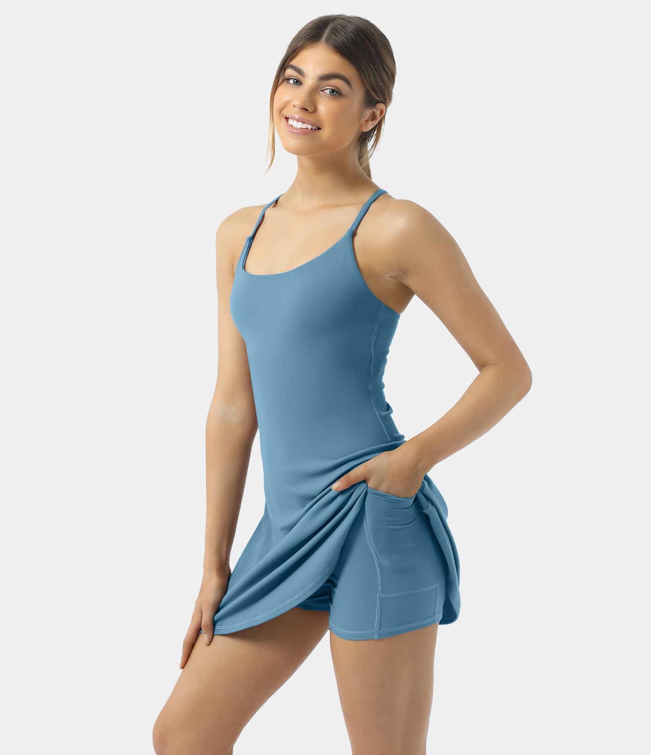 Women's Everyday Cloudful™ Backless 2-in-1 Flare Activity Dress-Wannabe - HALARA | HALARA | HALARA