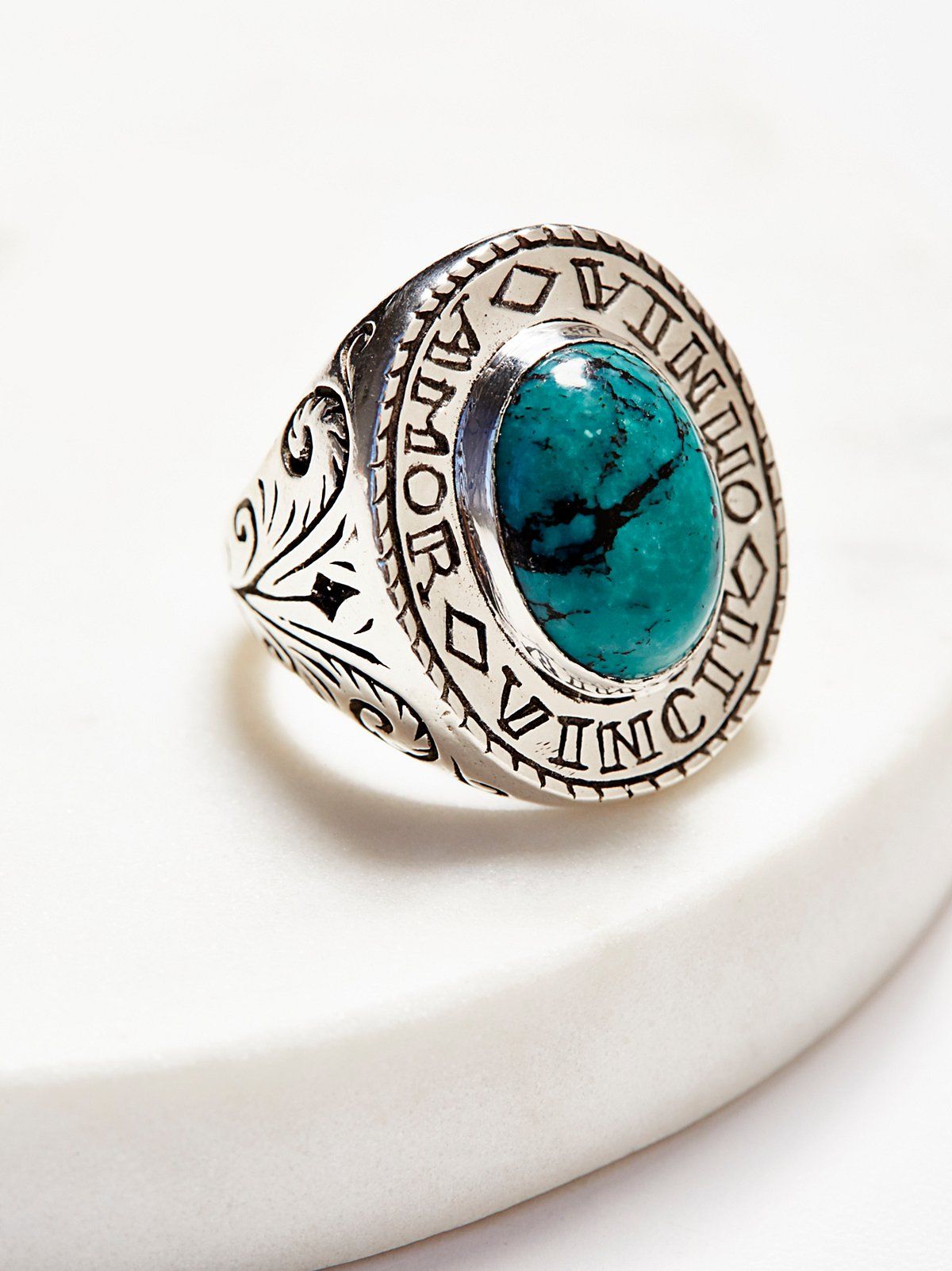 Amour Silver Turquoise Signet Ring | Free People
