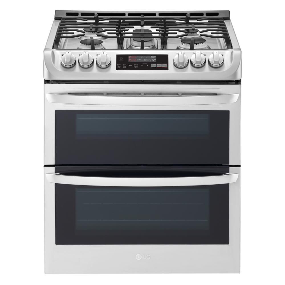 6.9 cu. ft. Smart Double Oven Slide In Gas Range with ProBake Convection and Wi-Fi in Stainless S... | The Home Depot