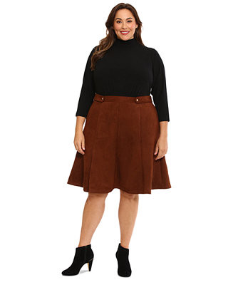 Plus Size Combo Faux-Suede Mock-Neck Dress | Macy's