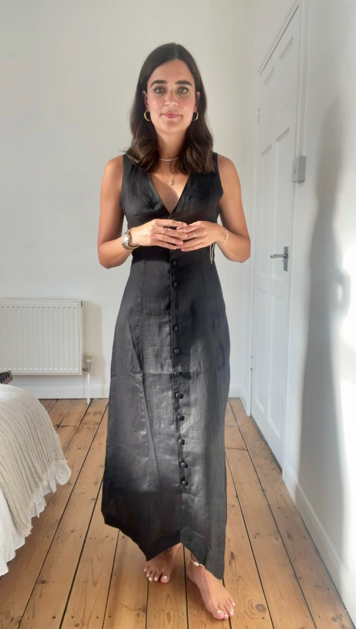 black linen dresses Loose Linen Dress in Black main image 0
