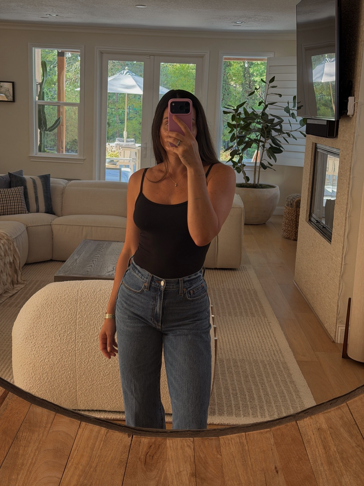 When in doubt 
Top and jeans 
Size small tank belen15
Size 26 denim

#LTKdayinmylife #LTKootd #LTKOver40