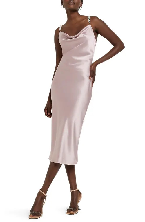 River Island Cowl Neck Slip Dress in Silver Pink at Nordstrom, Size 12 Us | Nordstrom
