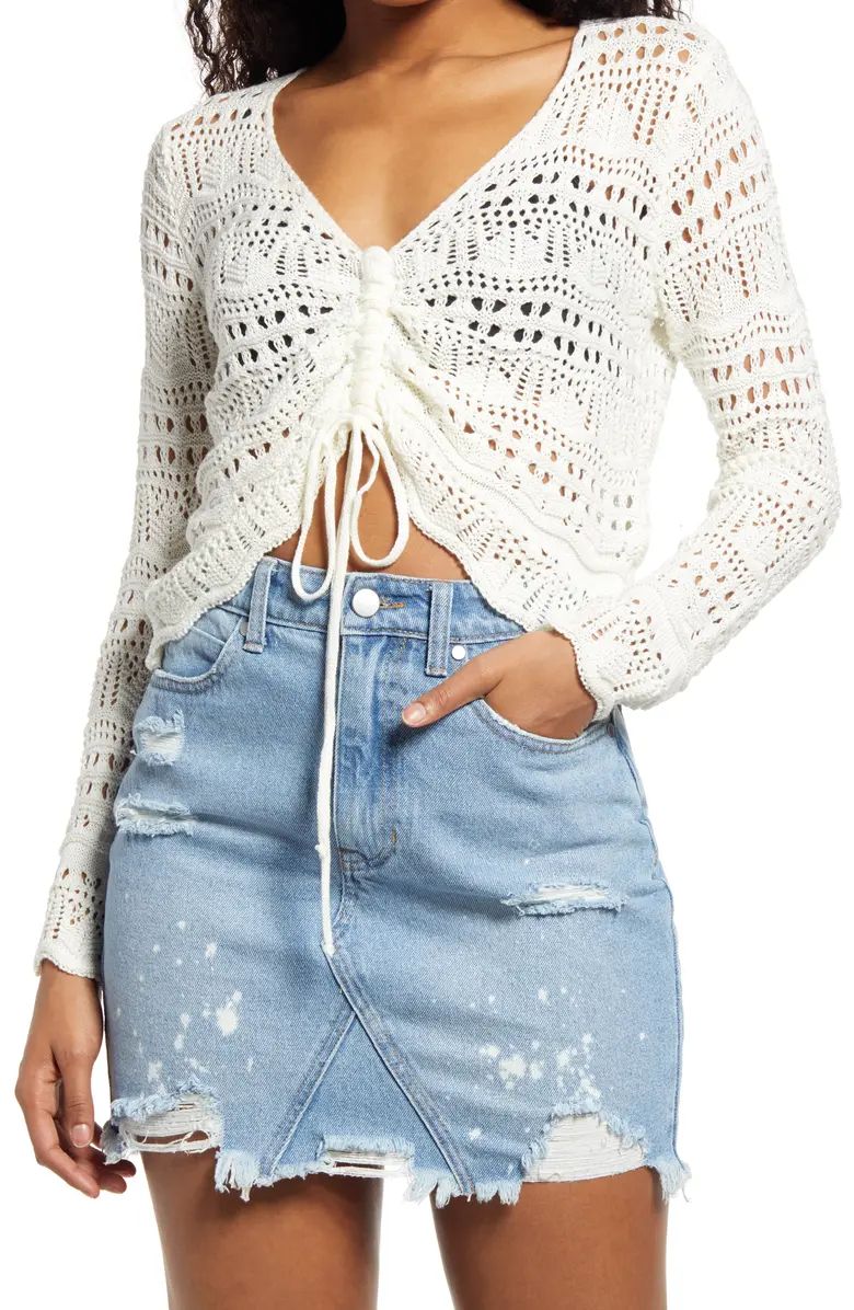 Only Yours Pointelle V-Neck Sweater | Nordstrom