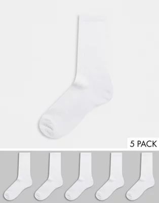 ASOS DESIGN pack of 5 sport socks with terry sole in white | ASOS (Global)