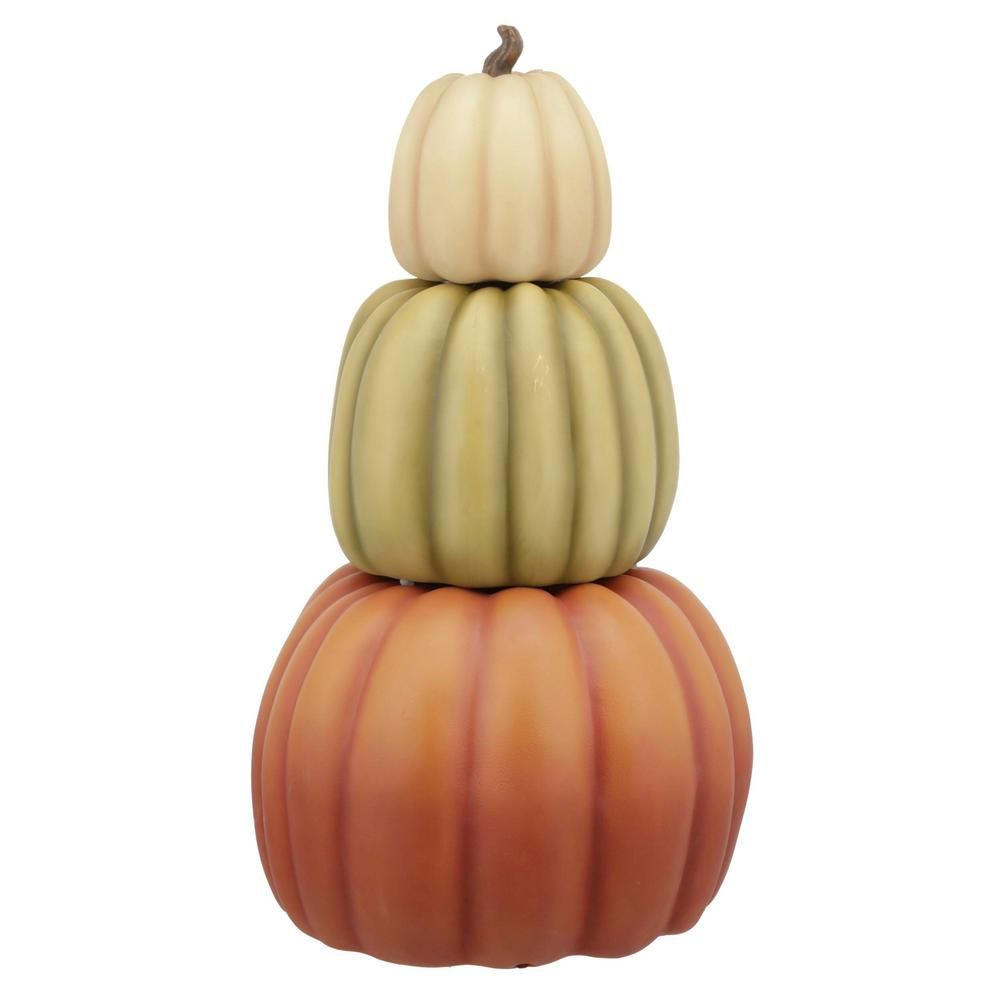 26.5 in. Fall Halloween 3-Piece Stacked Pumpkins | The Home Depot