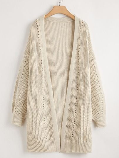 Plus Ribbed Knit Drop Shoulder Cardigan | SHEIN