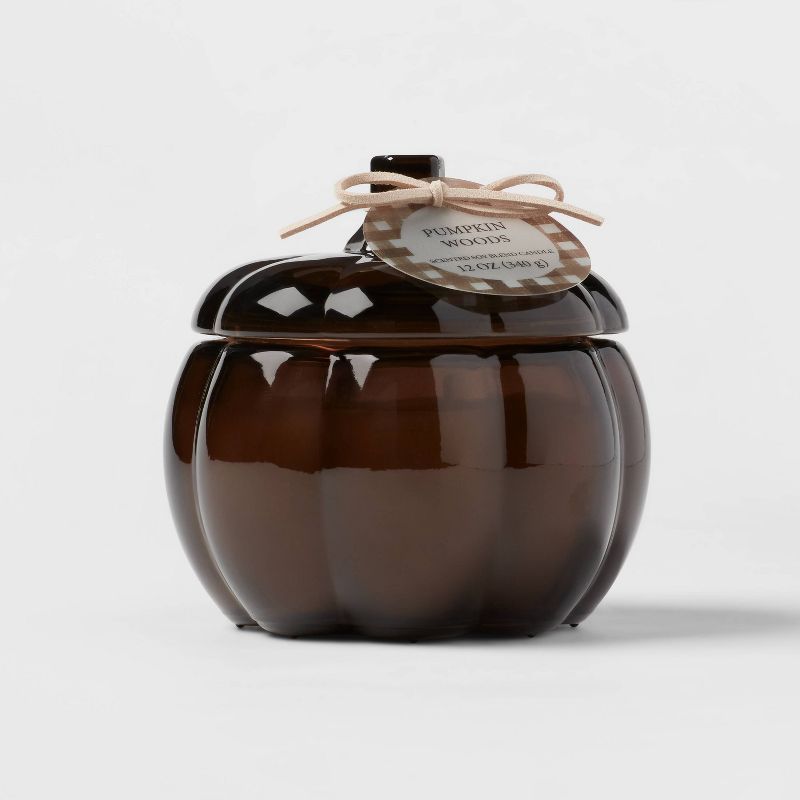 Glass Pumpkin Woods Candle Brown - Threshold™ | Target