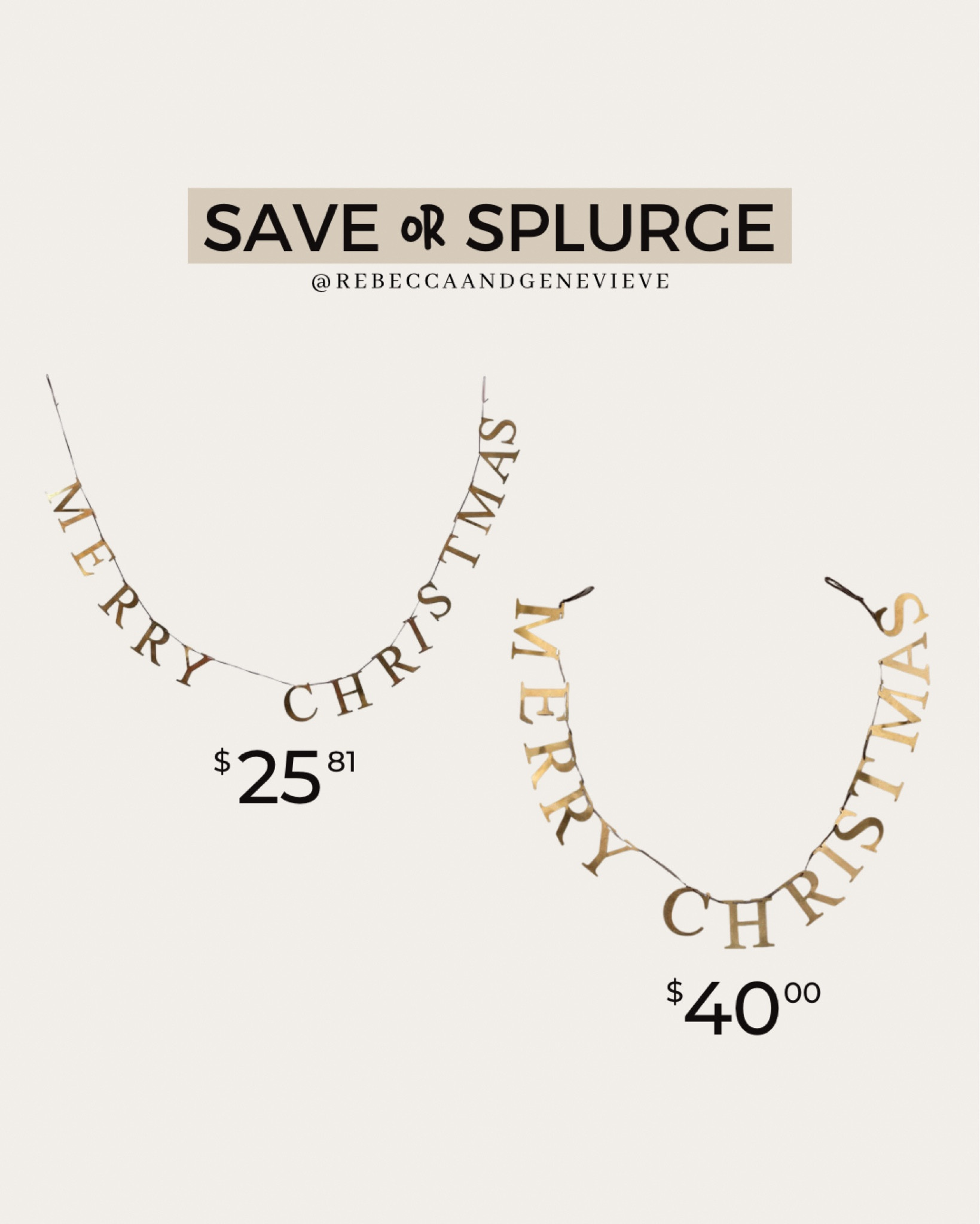 Would you save or splurge? 💸 I saved on this one. 
Christmas decor. Christmas Garland. Save vs splurge. Dupe. Home dupe. Decor dupe. Home decor. Amazon finds. Amazon deal. Mantel hanging. Christmas mantel. 

#LTKSeasonal #LTKhome #LTKHoliday