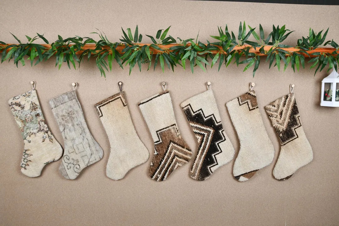 Traditional Woven Christmas Stocking 7x18 Inches Handmade Turkish Kilim Perfect for Festive Decor... | Etsy (US)