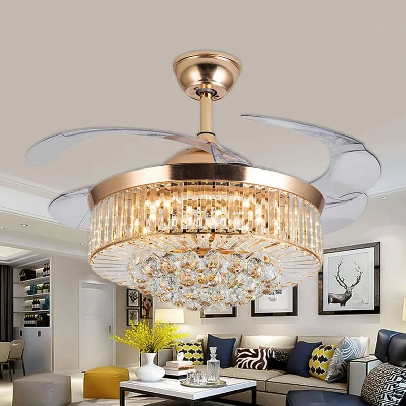 36" Fortenberry 4 - Blade LED Crystal Ceiling Fan with Remote Control and Light Kit Included | Wayfair Professional