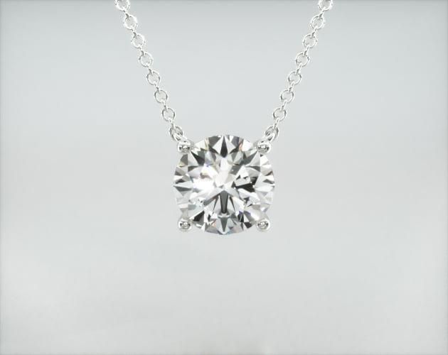 14K White Gold Four Prong Basket Solitaire Lab Created Diamond Pendant (0.75 CTW - F-G / VS2-SI1) | JamesAllen