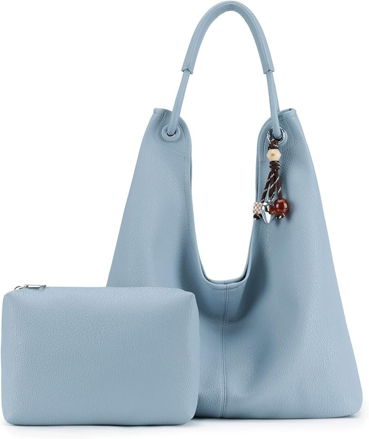 Hobo Purse for Women Trendy Vegan Leather Shoulder Bag Slouchy Hobo Bags with Charm and small Pur... | Amazon (US)