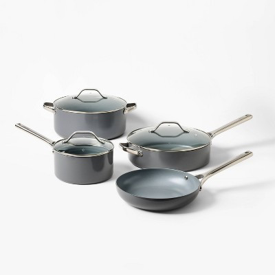 7pc Nonstick Ceramic Coated Aluminum Cookware Set Dark Gray - Figmint™ | Target