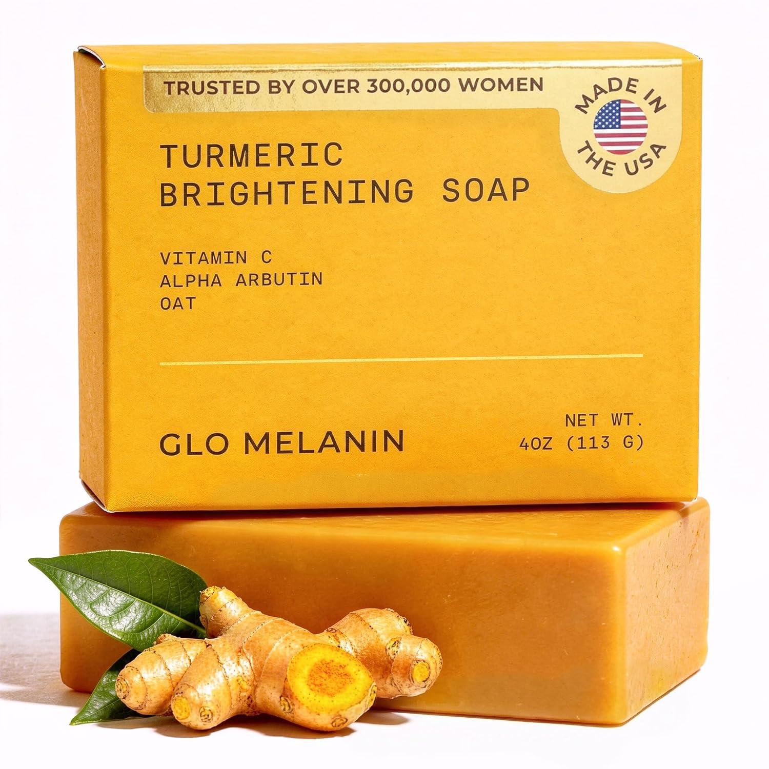 Glo Melanin Organic Turmeric Soap for Dark Spots & Acne, Turmeric Soap for Skin Brightening and Clearing Formula, All Natural Turmeric Soap Bar | Amazon (US)