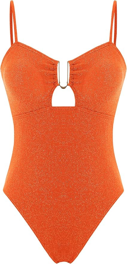 ZAFUL Women's One Piece Swimsuit Ribbed Open Back Bathing Suit Tummy Control Scoop Neck Adjustabl... | Amazon (US)