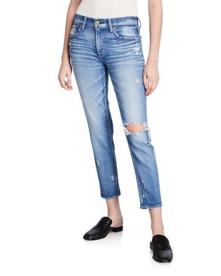 MOUSSY VINTAGE Helendale Distressed Light-Wash Skinny Jeans | Neiman Marcus