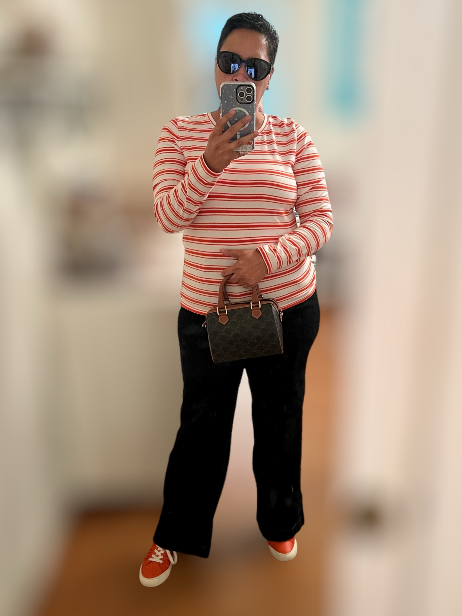 Casual work outfit 
Top: Nordstrom/ Caslon
Jeans: Wit & Wisdom
Bag: Celine
Glasses Gucci
Sneakers: Tory Burch

#LTKMidsize #LTKFindsUnder50 #LTKStyleTip