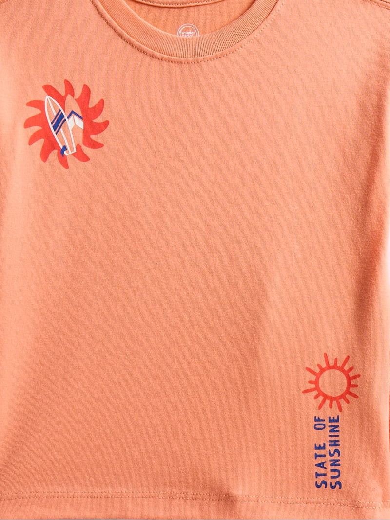 Wonder Nation Toddler Boys Short Sleeve Top and Shorts Outfit Set, 2-Piece, Sizes 12M-5T | Walmart (US)