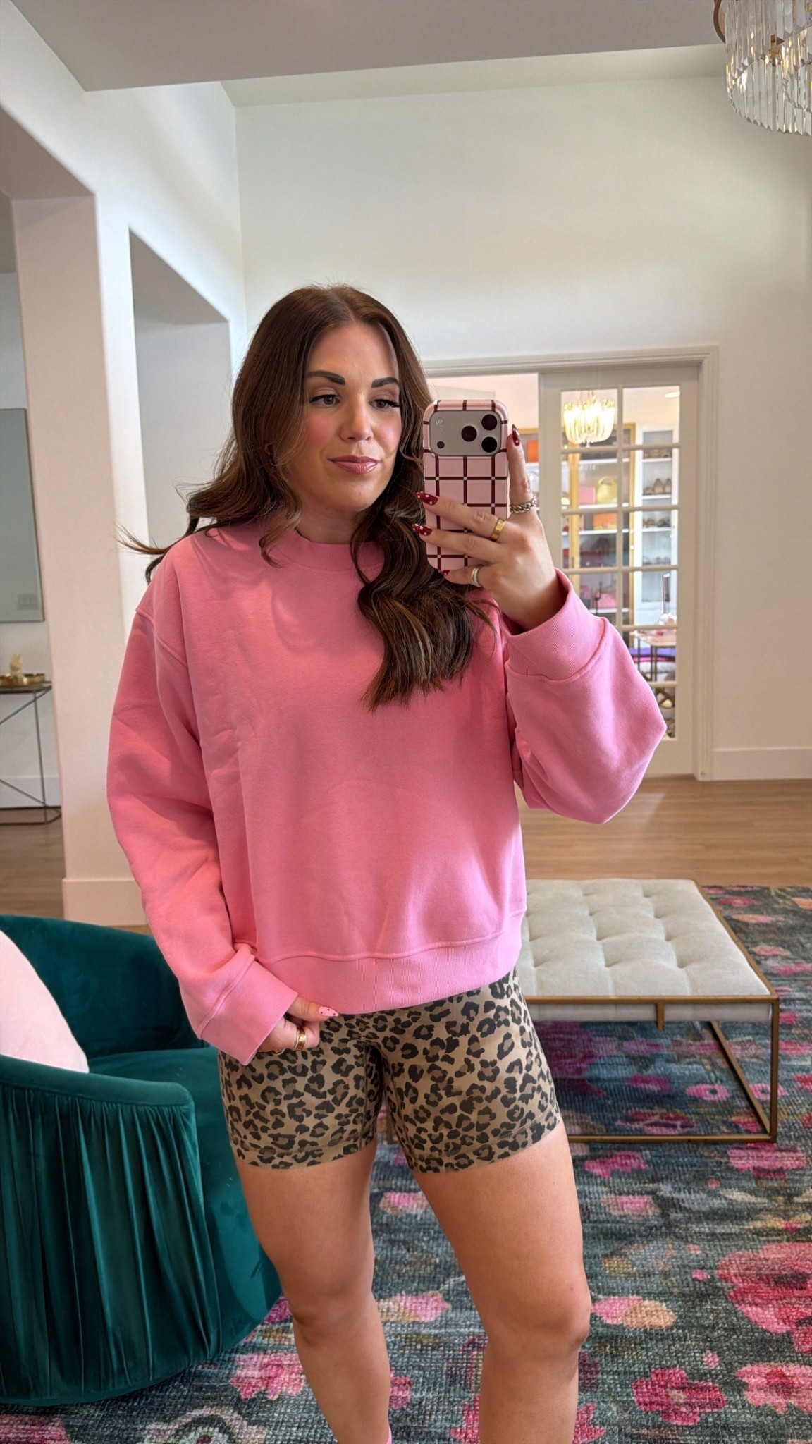 curvy midsize candy cloud pink athleisure look! wearing size medium in pullover (runs big!) and size 8 in shorts. also linking the matching fleece shorts! 

#LTKSeasonal #LTKMidsize #LTKActive
