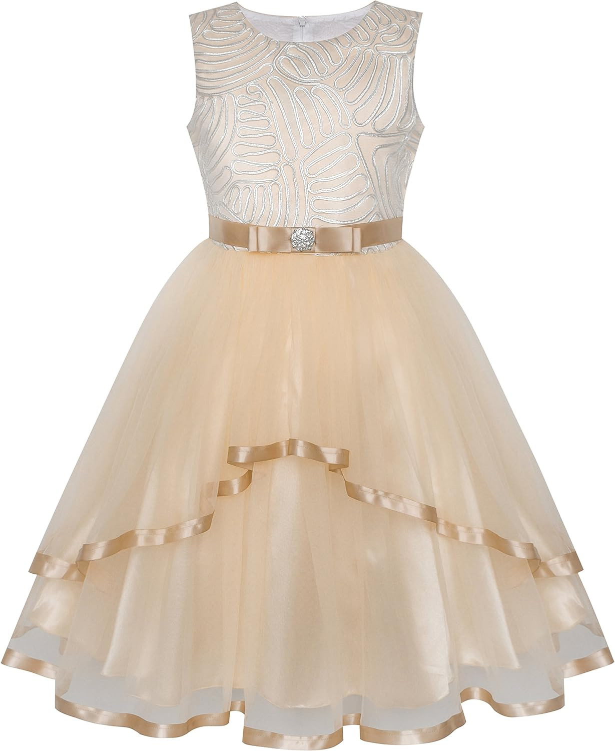 Sunny Fashion Flower Girls Dress Blue Belted Wedding Party Bridesmaid Size 4-12 | Amazon (US)