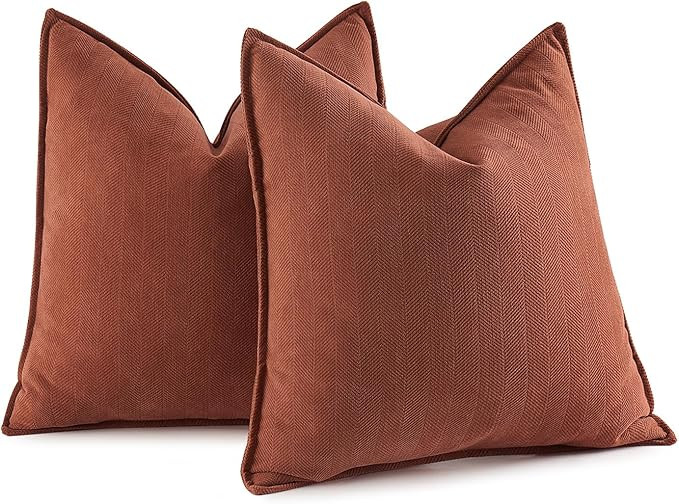 MIULEE Pack of 2 Rust Decorative Pillow Covers 20x20 Inch Soft Chenille Couch Throw Pillows Farmh... | Amazon (US)