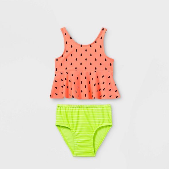 Toddler Girls' 2pc Watermelon Print Tankini Set - Cat & Jack™ Coral | Target