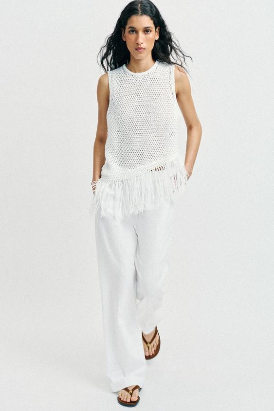 FRINGED KNIT TOP | Zara US