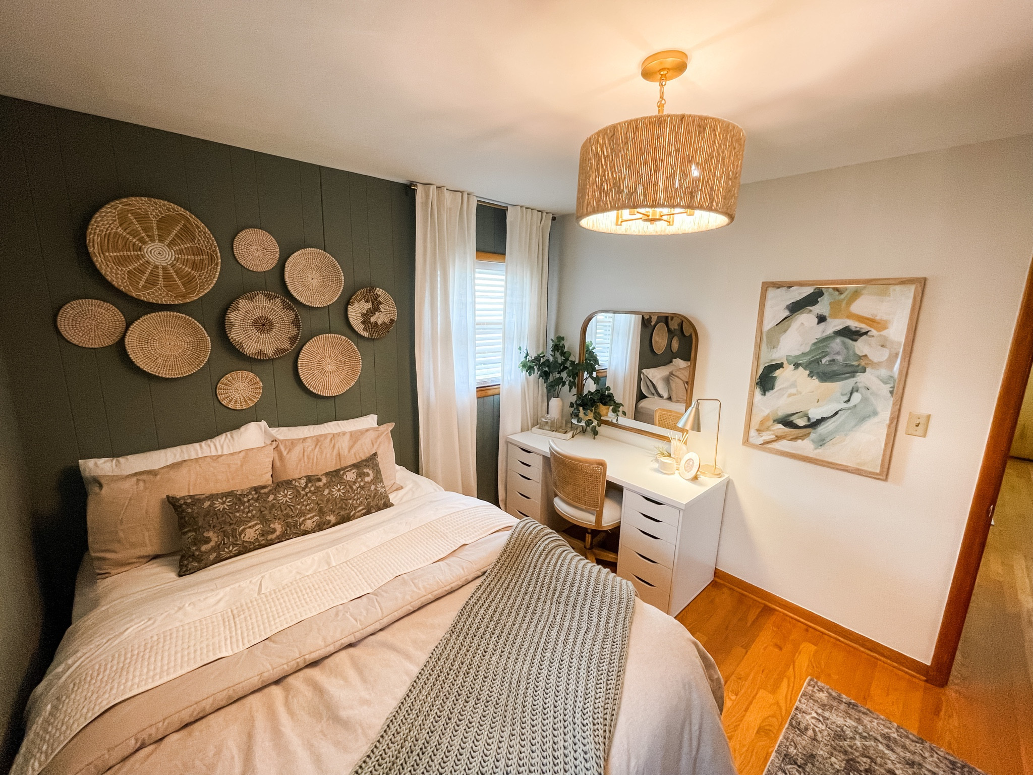 bedroom, wall art, pillows, throw blanket, comforter, curtains, rug, ceiling light

#LTKstyletip #LTKhome #LTKSale