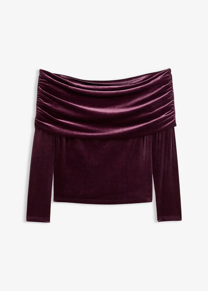 Carmenshirt aus softem Samt | Bonprix DE