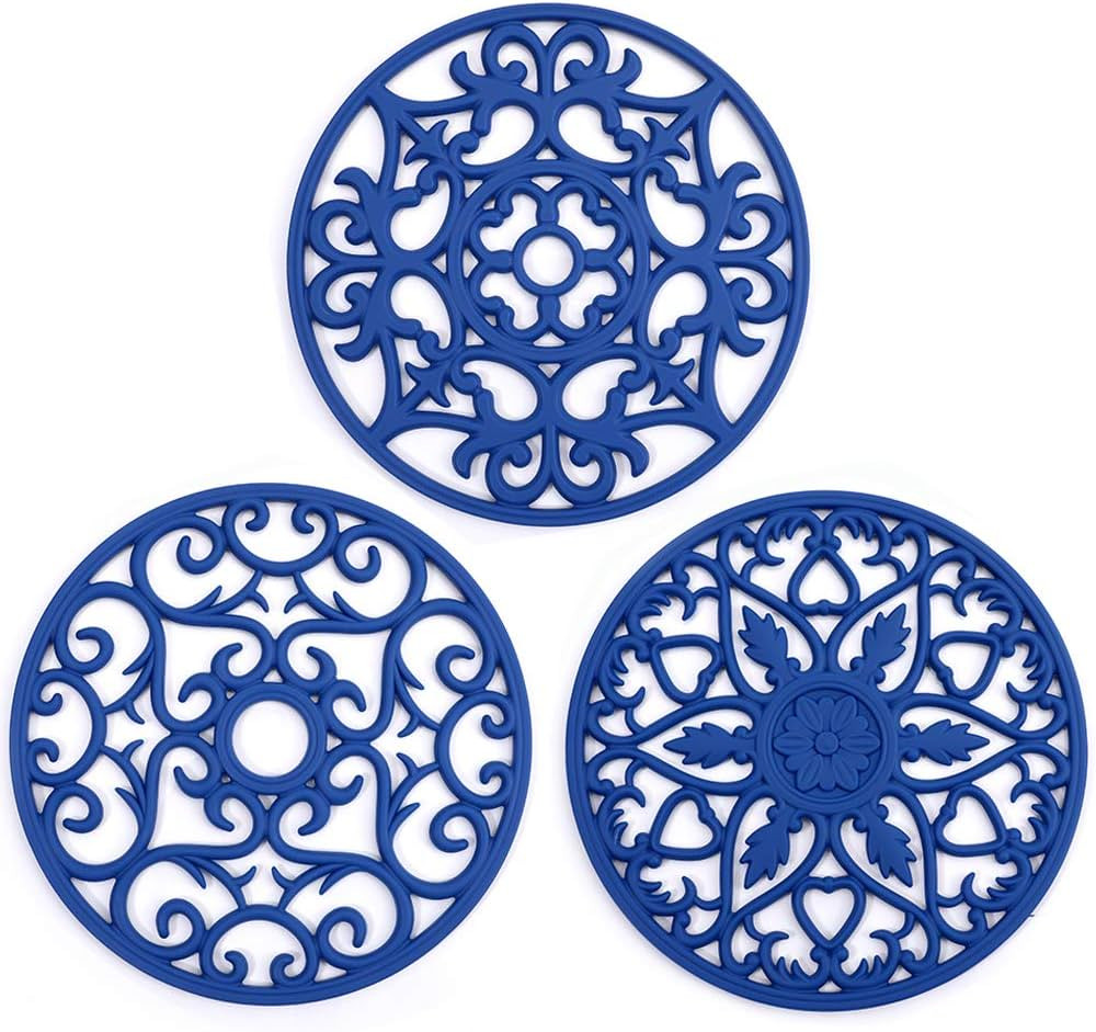 Silicone Trivet ME.FAN 3 Set Silicone Trivet Mat - Multi-Use Intricately Carved Insulated Flexibl... | Amazon (US)