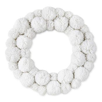 North Pole Trading Co. 21 Inch Pom Pom Christmas Wreath | JCPenney