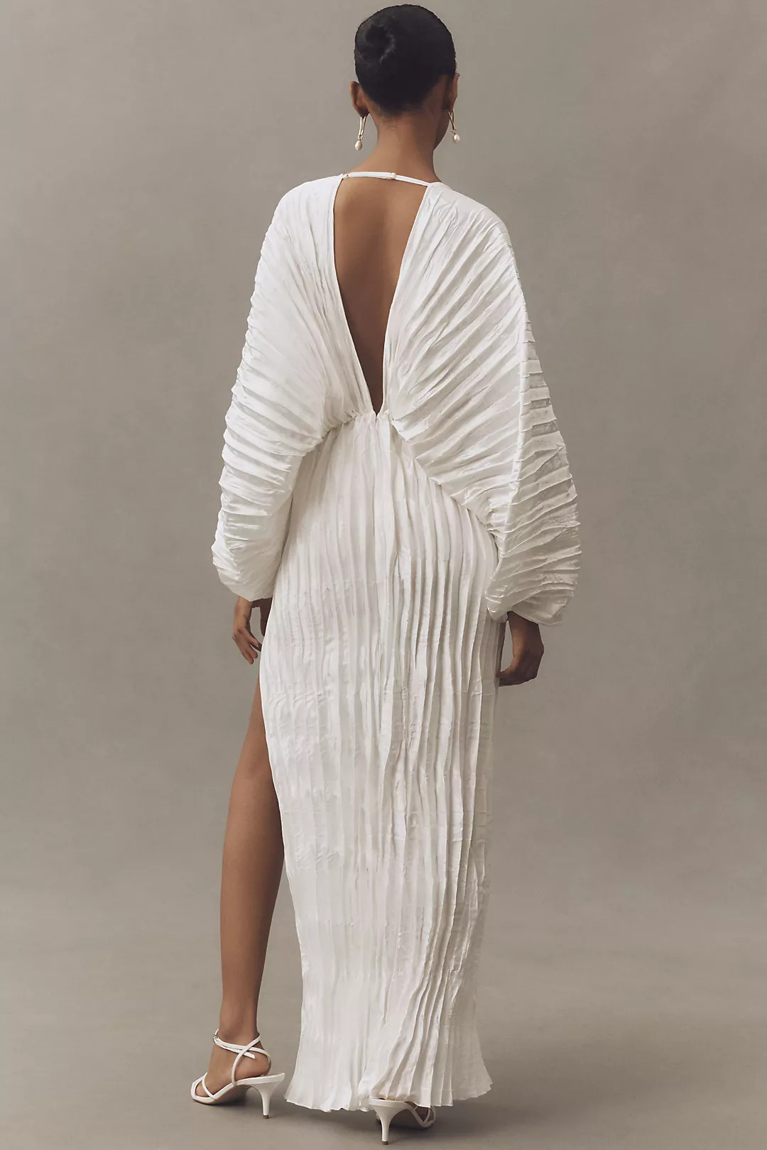 L'ID\u00c9E De Luxe Long-Sleeve V-Neck Pleated Maxi Dress | Anthropologie (US)