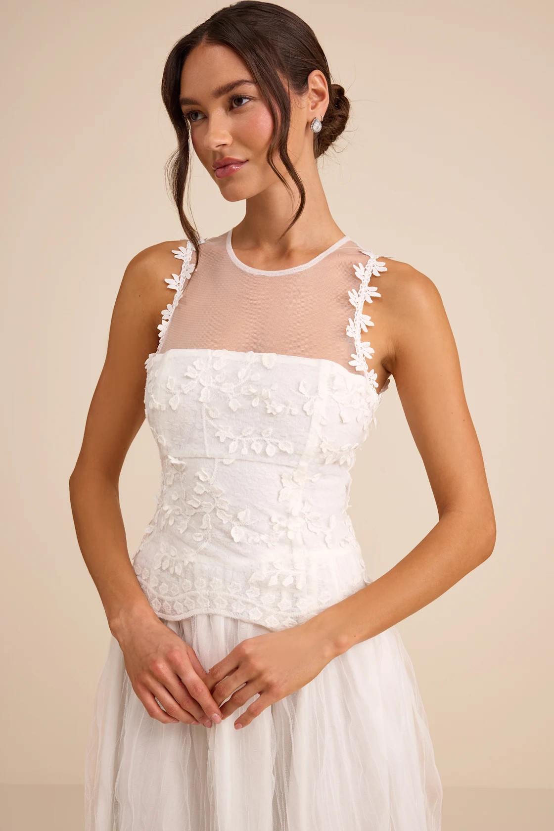 Bina White Embroidered Sleeveless Midi Dress | Lulus