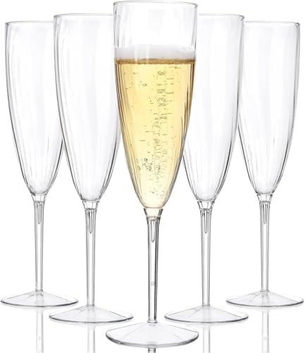 WDF 36PCS Clear Champagne Flutes Plastic - 6 OZ Clear Disposable Champagne Flutes Party Supplies ... | Amazon (US)