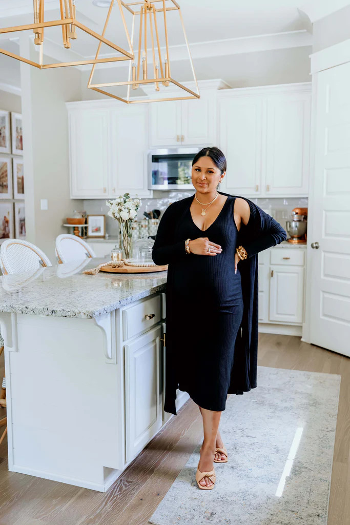 Ribbed Knit Duster Cardigan with Side Slit | Gibson