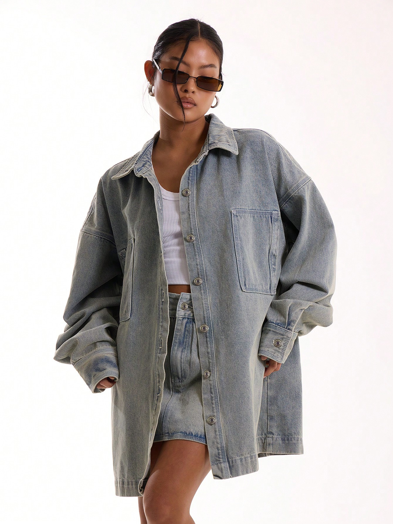 MUSERA Fall Clothes Women Loose Fit Drop Shoulder Long Sleeve Denim Jacket For Spring And Autumn | SHEIN