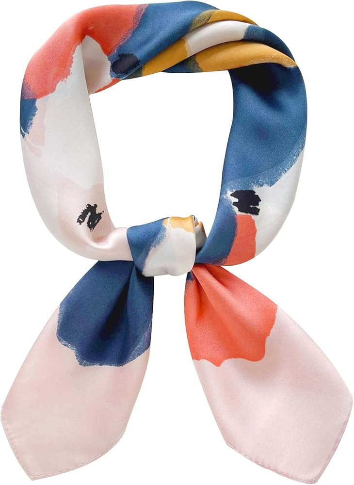 Mokoomiss Silk Feeling Scarf Medium Square Satin Head Scarf for Women 27.5 × 27.5 inches | Amazon (US)